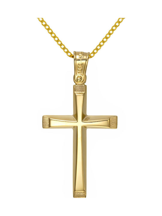 Papoulidis Jewellery Ανδρικός Χρυσός Σταυρός 14Κ Διπλής Όψης χωρίς Αλυσίδα