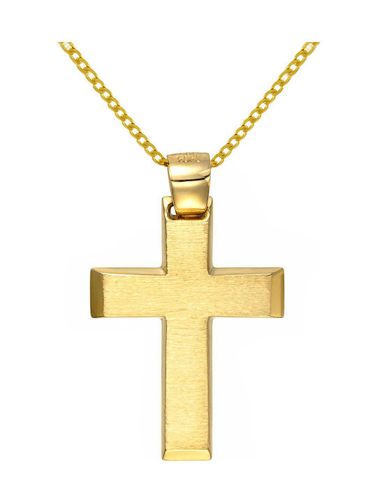 Papoulidis Jewellery Ανδρικός Χρυσός Σταυρός 14Κ Διπλής Όψης χωρίς Αλυσίδα