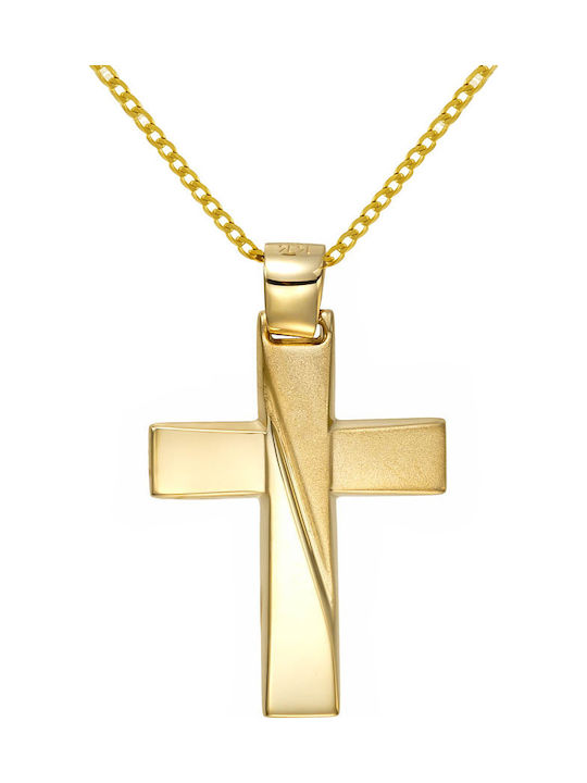 Papoulidis Jewellery Ανδρικός Χρυσός Σταυρός 14Κ Διπλής Όψης χωρίς Αλυσίδα