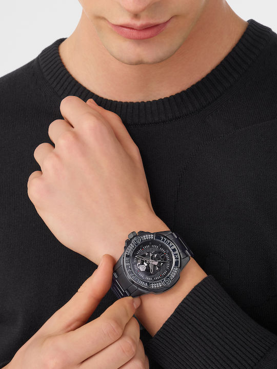 Philipp Plein The $kull Men's Battery Watch With Black Metal Bracelet