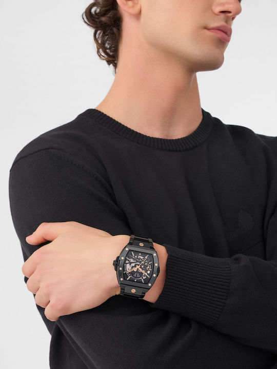 Philipp Plein Skeleton Men's Watch Automatic with Black Metal Bracelet