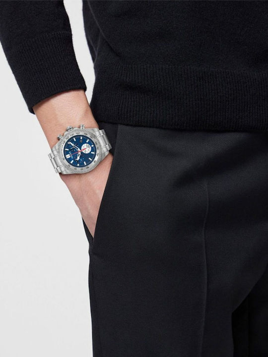 Versace Chrono X Ανδρικό Ρολόι Χρονογράφος Μπαταρίας με Ασημί Μεταλλικό Μπρασελέ