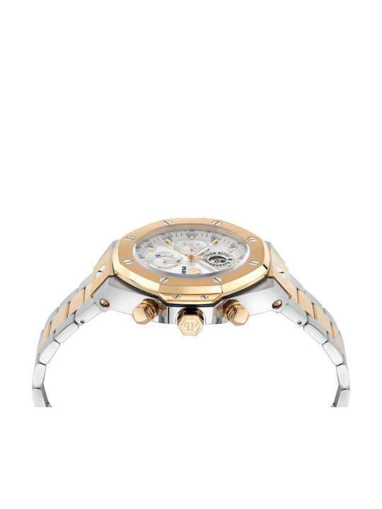 Philipp Plein Chrono Royal Ανδρικό Ρολόι Χρονογράφος Μπαταρίας με Ασημί Μεταλλικό Μπρασελέ