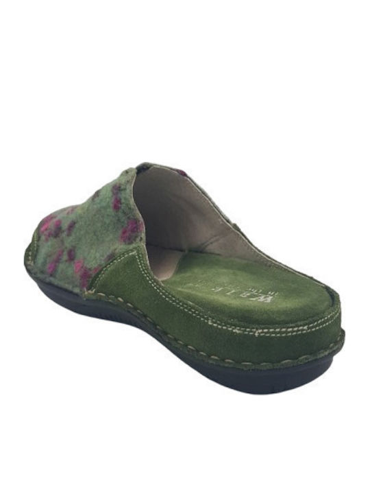 Anatomical Leather Women's Slippers Green