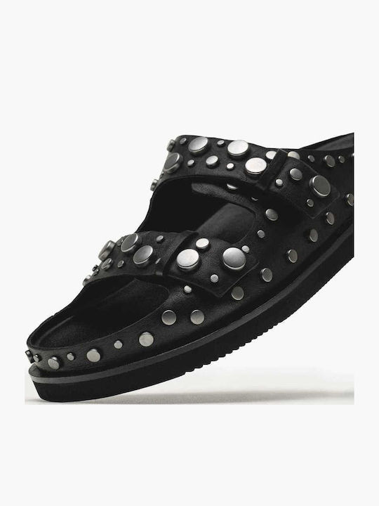 Combo A Leather Women's Flat Sandals Flatforms Black