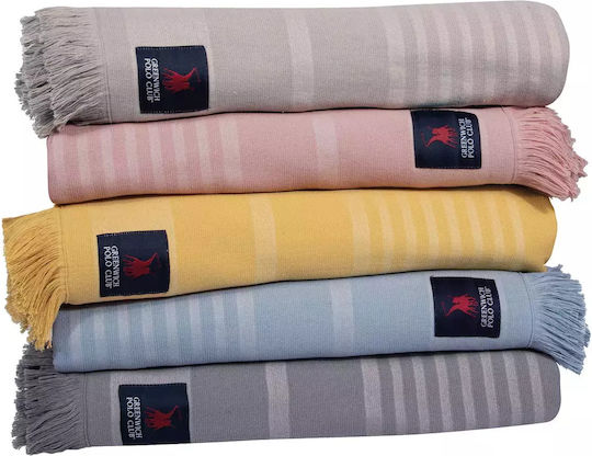 Greenwich Polo Club Beach Towel Cotton Beige with Fringes 180x90cm.