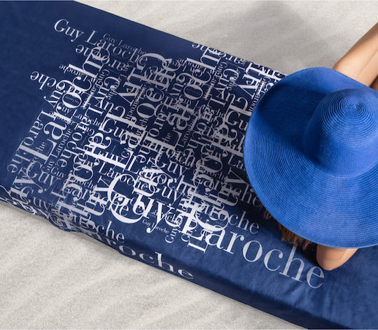 Guy Laroche Velour Printed Blue Beach Towel 175x100cm