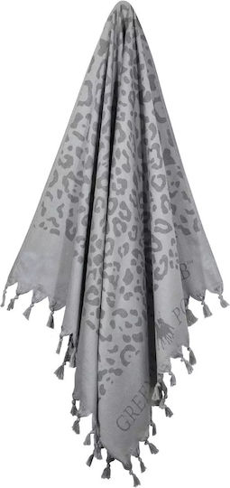 Greenwich Polo Club Beach Towel Pareo Cotton Grey with Fringes 170x90cm