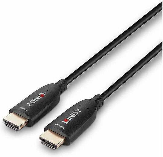 Lindy HDMI 2.1 Ultra High Speed 48Gbps 4K 120Hz HDR VRR Cable HDMI male - HDMI male 50m Μαύρο