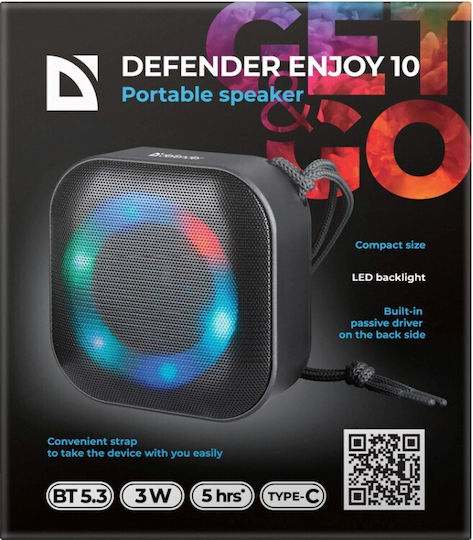 Defender Enjoy 10 Ηχείο Bluetooth 3W με Διάρκεια Μπαταρίας έως 5 ώρες Μαύρο