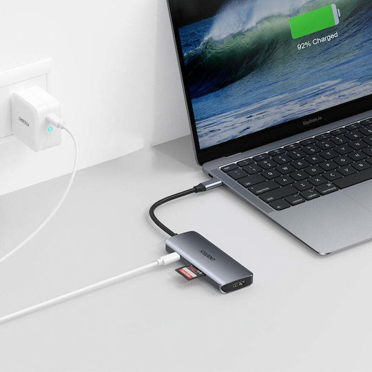 Choetech USB-C Docking Station με 4K PD Ethernet Γκρι (HUB-M19)