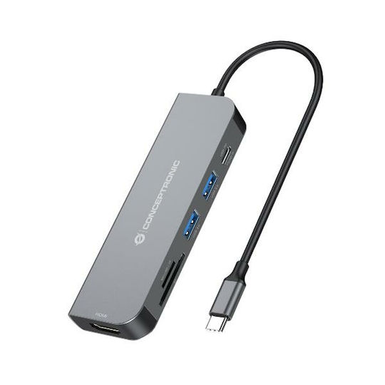 Conceptronic USB-C Docking Station mit HDMI 4K PD Silber (DONN02G)