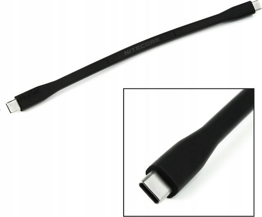 NiteCore Flexible Flat USB 2.0 Cable USB-C male - USB-C Μαύρο 0.2m 9060060251