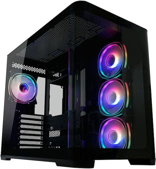 LC-Power Gaming 8001B Pro-Storm Light Midi Tower Κουτί Υπολογιστή με Πλαϊνό Παράθυρο και RGB Φωτισμό Μαύρο