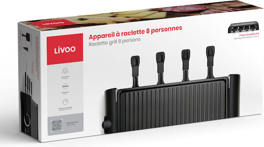 Livoo Επιτραπέζια Ηλεκτρική Ψησταριά Raclette Αυλακωτής Πλάκας 1300W με Ρυθμιζόμενο Θερμοστάτη 42x23εκ.