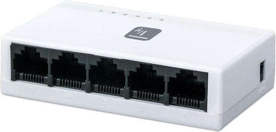 Techly Switch Hub 5 Ports 10/100 Mbps Unmanaged L2 Switch with 5 Ethernet Ports and 5 SFP Ports