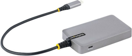 StarTech USB Hub 3 Ports USB 3.2 with USB-C Connection Ethernet Gray