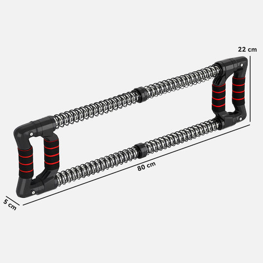 Sportnow Power Twister 4 Springs Resistance 10 to 80 kg Stainless Steel 80x22x5 cm Black A91-371v00bk