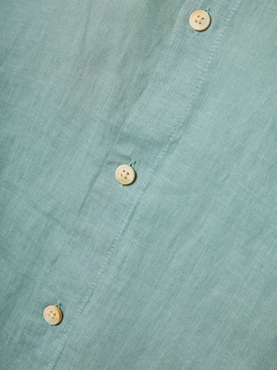Long-sleeved Linen Shirt Sage Green