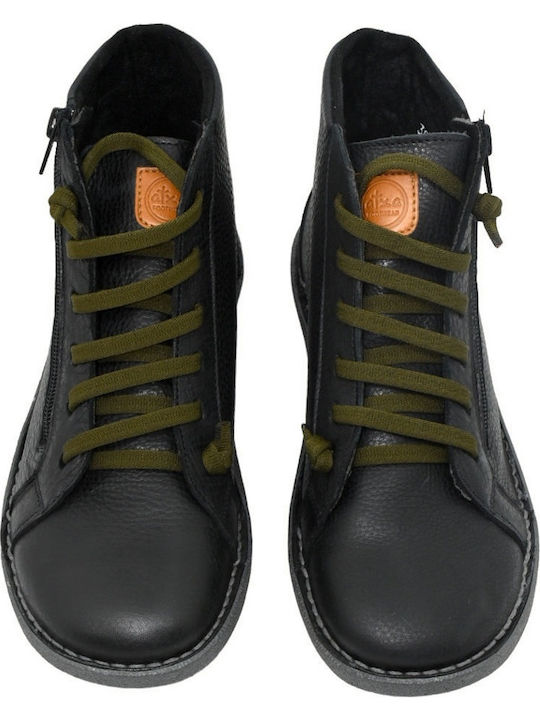 Leder Stiefeletten Damen Schwarz