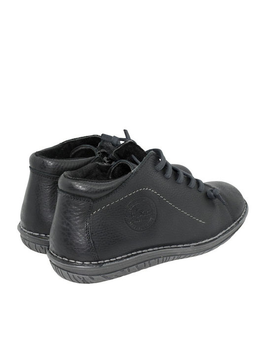 Leder Stiefeletten Damen Schwarz