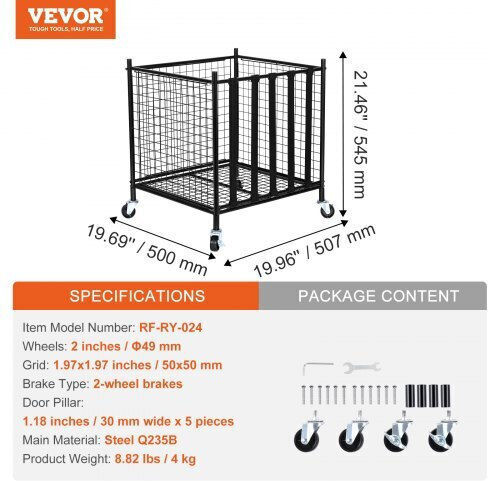 Locked Ball Storage Cart Vevor Indoor Outdoor Space Ql201922ycdl7ul46v0