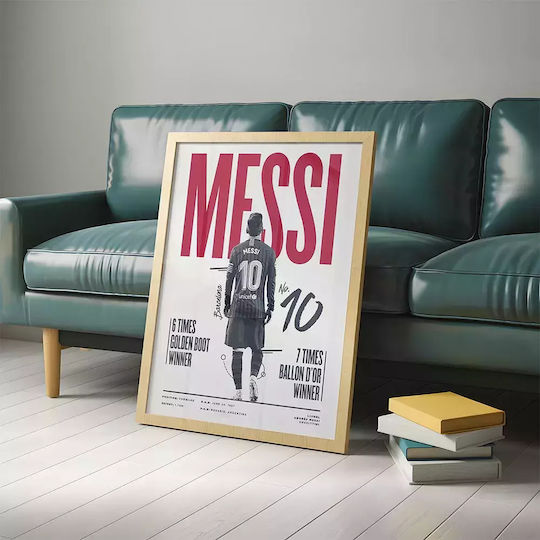 Leo Messi Rahmen Holz 30x40cm