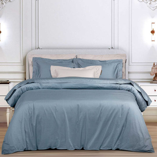 Greenwich Polo Club Duvet Cover Set Cotton Satin Queen with 2 Pillowcases 220x240 2192 Blue / Blue