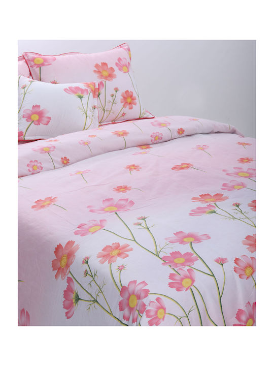 Silk Fashion Duvet Cover Set Cotton Single with Pillowcase & 1 Sheet 160x240 Joy Pink