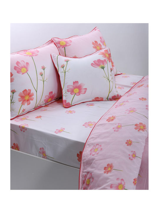 Silk Fashion Duvet Cover Set Cotton Single with Pillowcase & 1 Sheet 160x240 Joy Pink