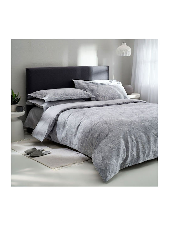 Vesta Home Σετ Παπλωματοθήκη Βαμβακερή Υπέρδιπλη με 2 Μαξιλαροθήκες 230x240cm Torino-1 Γκρι