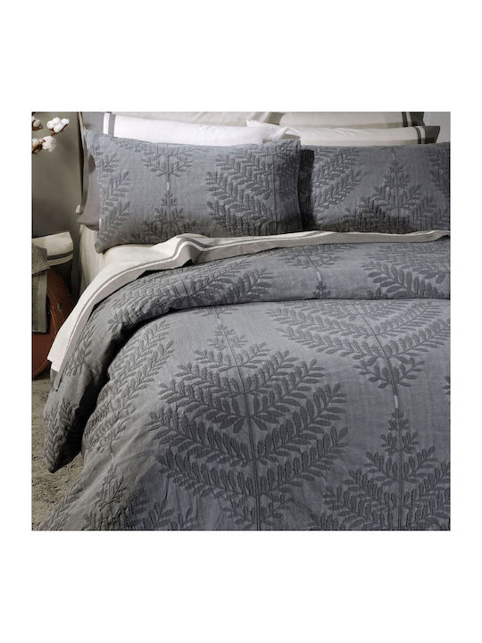 Down Town Home Duvet Cover Set Cotton Satin Queen with 2 Pillowcases 230x250 Pacific 383 Grey