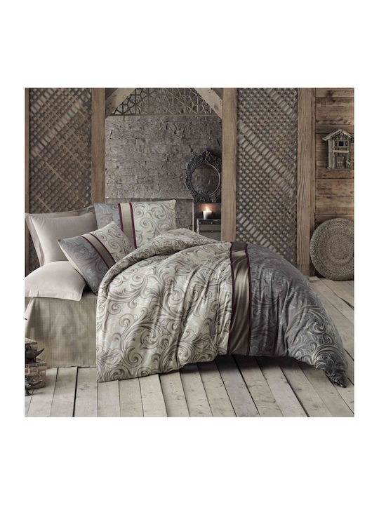 Mijolnir Bettbezug-Set Einzelbett mit Kissenbezug 160x220 Basilisk Beige