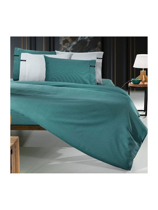 Guy Laroche Duvet Cover Cotton Satin Single 165x225 Minimal Petrol