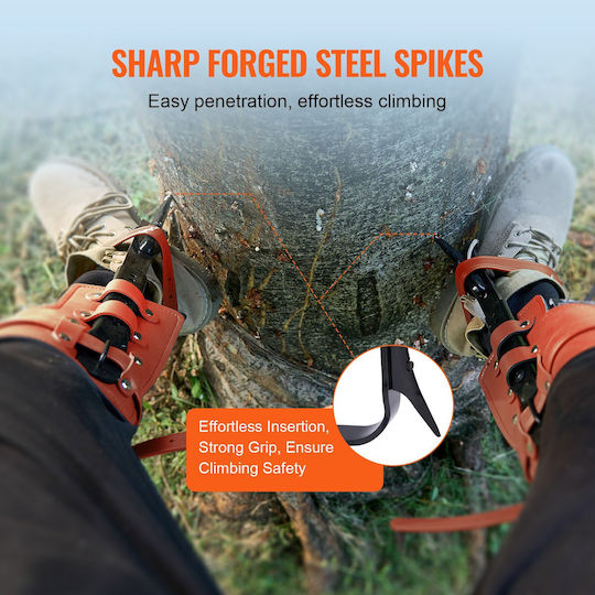 Vevor Tree Climbing Spikes Climbing Spurs Alloy Steel Arborist Equipment Orange