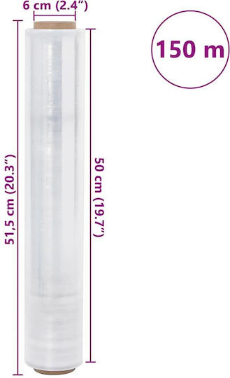 vidaXL Transparent Stretch Film 50cm x 150m 6pcs