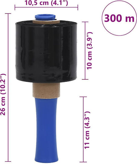 vidaXL Stretch Film 10cm x 300m Μαύρο 10τμχ