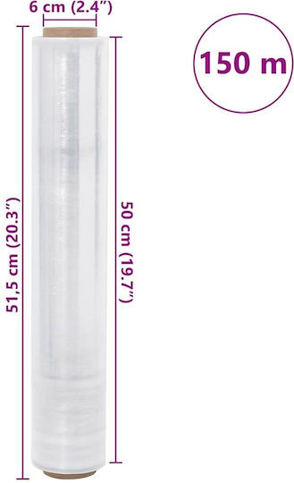 Vidaxl Stretch Film 2 Pieces Transparent 20 Micron 50 Cm X 150 M Transparent