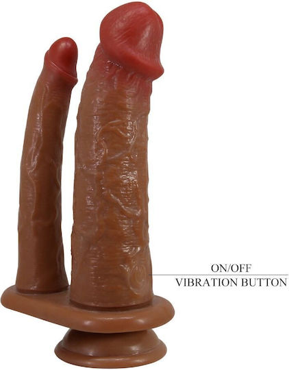 Pretty Love Hubbert Double Ended Vibrating Realistic Dildo Suction Cup Base 7 Vibration Modes 20-19cm Flesh