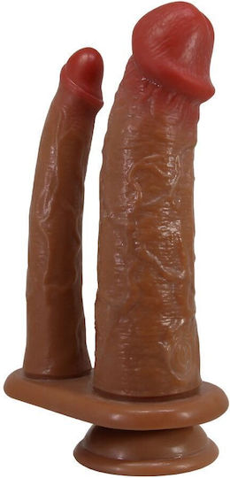 Pretty Love Hubbert Double Ended Vibrating Realistic Dildo Suction Cup Base 7 Vibration Modes 20-19cm Flesh