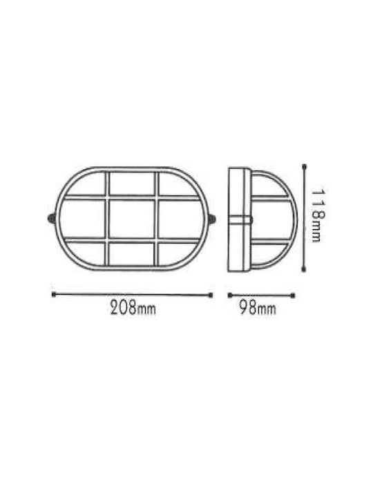 Aca Стенна Външна Костенурка E27 IP45 20.8x11.8x9.8εκ.