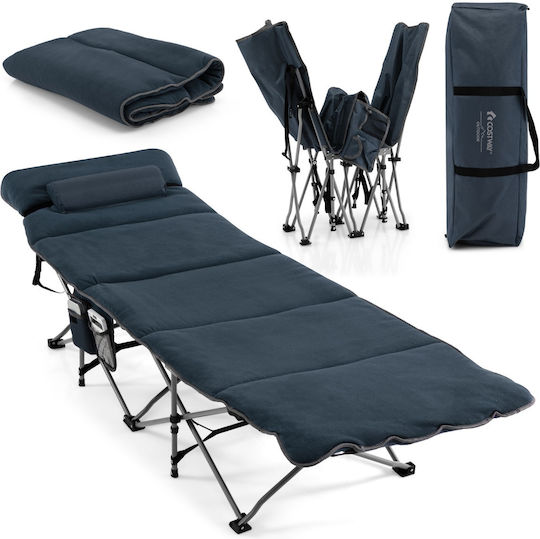 Costway Foldable Metallic Beach Sunbed Blue 65cm