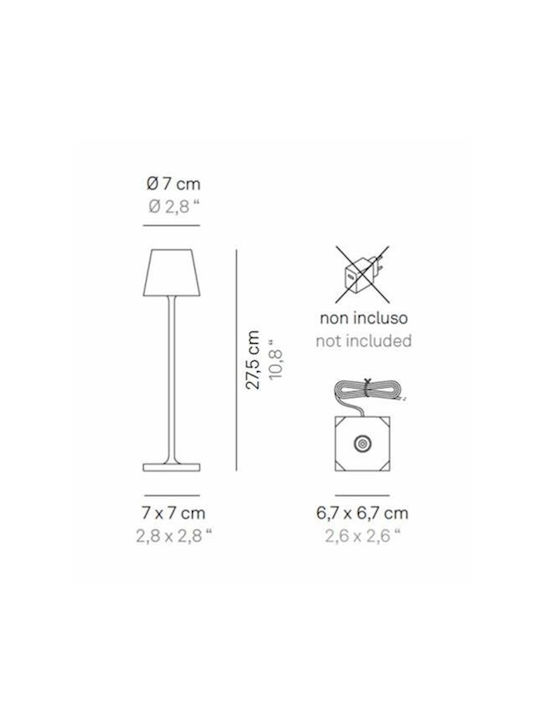 Zafferano Poldina Metall Tischlampe LED mit Schwarz Schirm und Basis