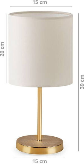 GloboStar Glossy Μεταλλικό Πορτατίφ για Ντουί E27 με Μπεζ Καπέλο και Χρυσή Βάση