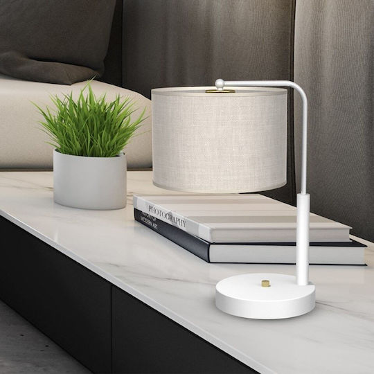 Eko Light Lino Metal Lampă de masă pentru Soclu E27 cu Abajur Alb și Bază
