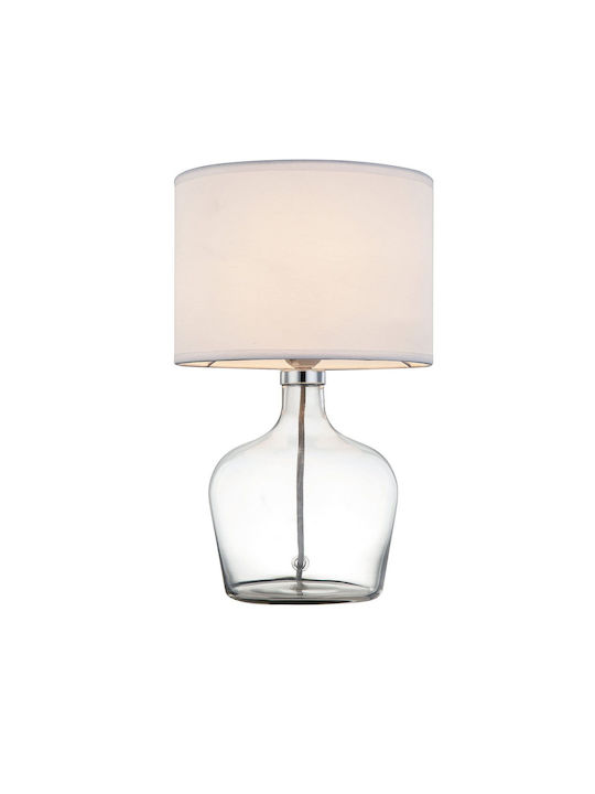 Fan Europe Hendrix Glass Table Lamp for Socket E27 LED with White Shade and Transparent Base