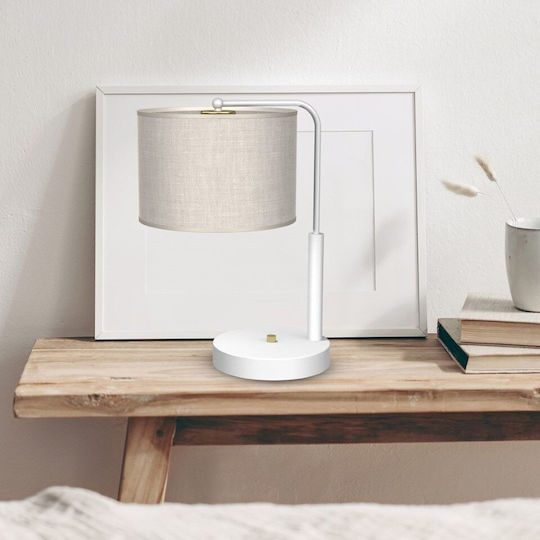 Eko Light Lino Metal Lampă de masă pentru Soclu E27 cu Abajur Alb și Bază