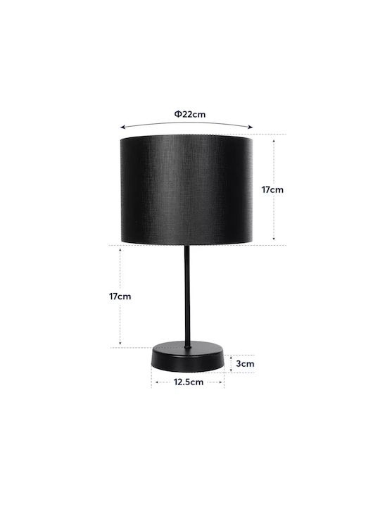 GloboStar Metal Table Lamp for Socket E27 with Black Shade and Base