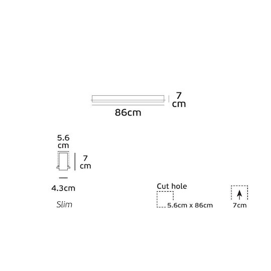 VK Lighting LED Γραμμικό Χωνευτό Φωτιστικό Οροφής Φυσικό Λευκό IP20 Μ86xΒ7εκ.