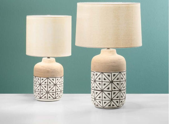 Fan Europe Vietri Ceramic Table Lamp for E27 Socket with Beige Shade and Multicolour Base